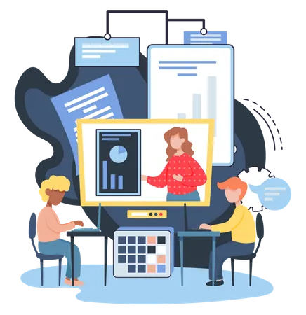 Business team doing business data analytics  Illustration