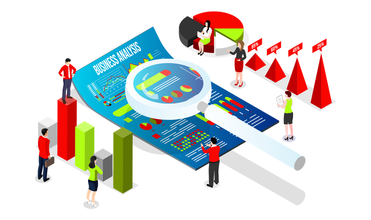 Business team doing data analytics  Illustration