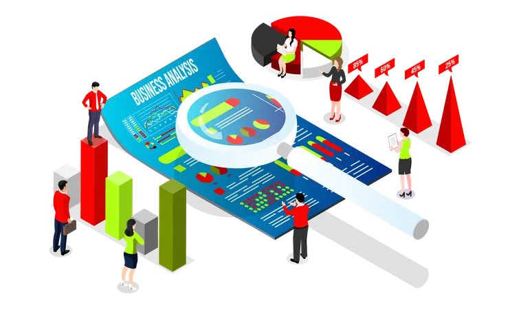 Business team doing data analytics  Illustration