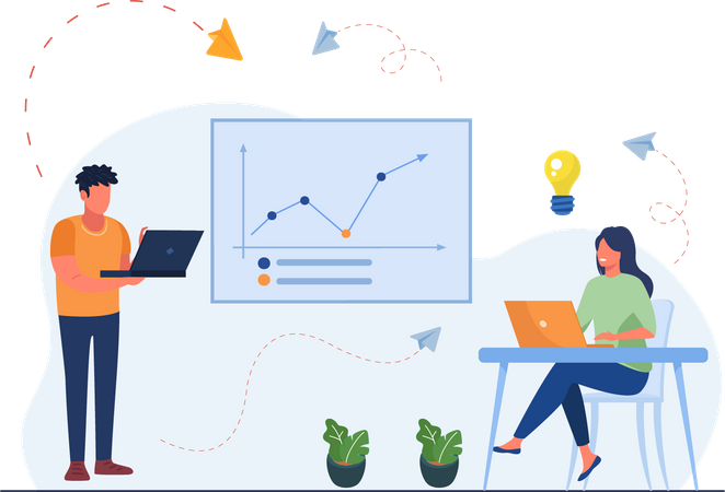 Business team doing Data Analytics  Illustration