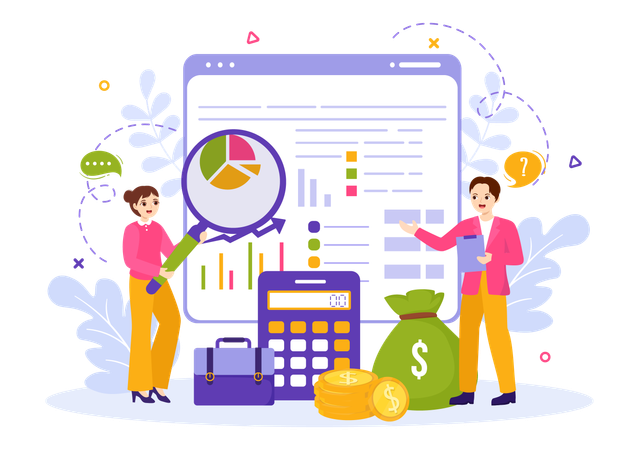 Business team doing data analytics  Illustration