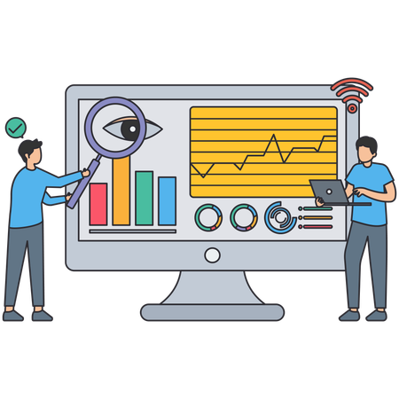 Business team doing Data monitoring  Illustration