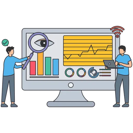 Business team doing Data monitoring  Illustration