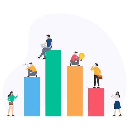 Business team doing data monitoring  Illustration