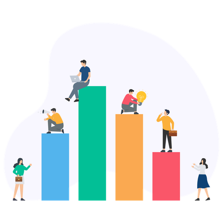 Business team doing data monitoring  Illustration