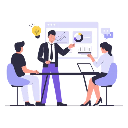 Business team doing business discuss with business pitch  Illustration