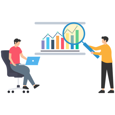 Business team doing economic analysis  Illustration