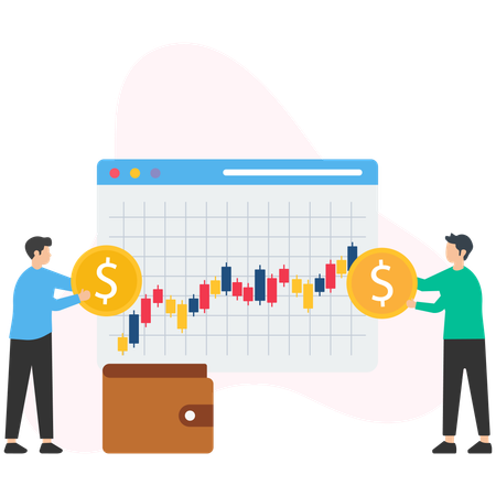 Business team doing economy management  Illustration