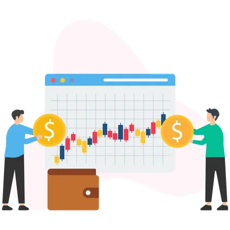 Business team doing economy management  Illustration