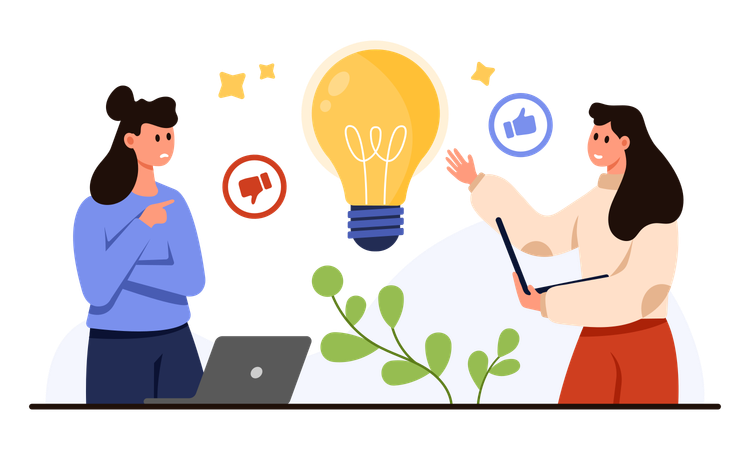 Business team doing feedback discussion  Illustration