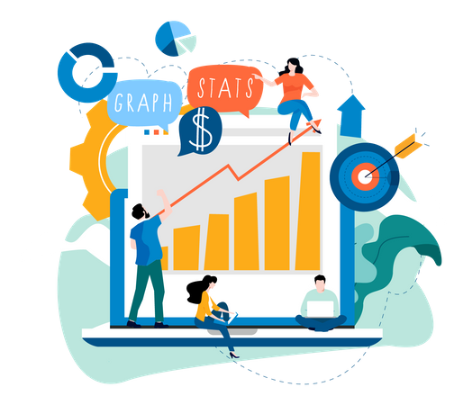 Business team doing financial analysis  Illustration