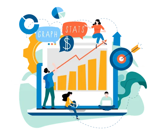 Business team doing financial analysis  Illustration