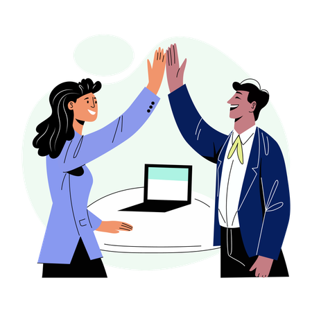 Business team doing High five  Illustration
