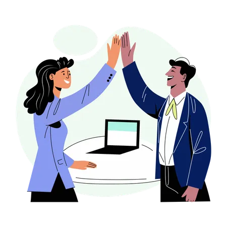 Business team doing High five  Illustration