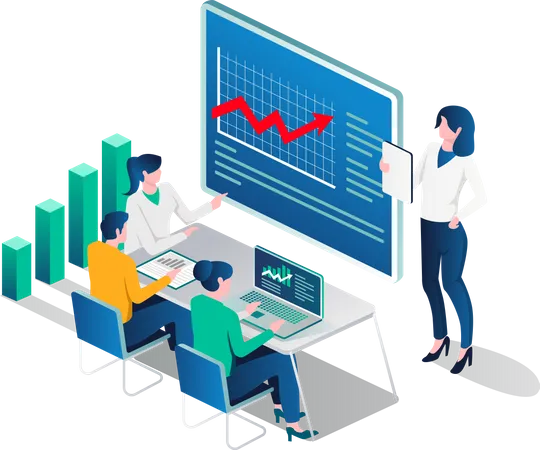 Business team doing investment growth analysis  イラスト
