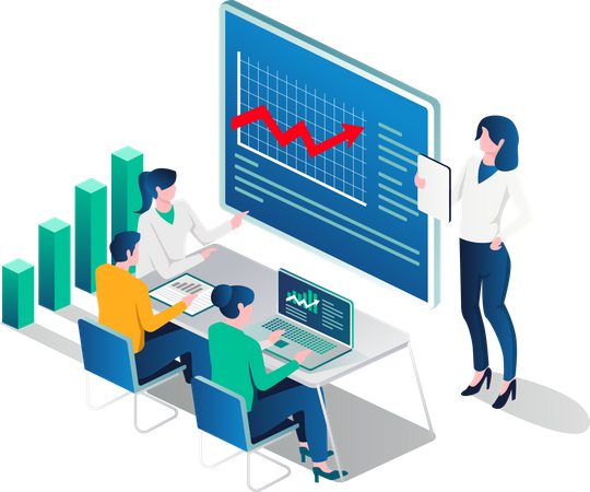 Business team doing investment growth analysis  Illustration