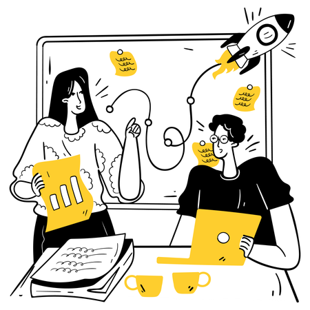 Business Team doing joint Collaboration  Illustration