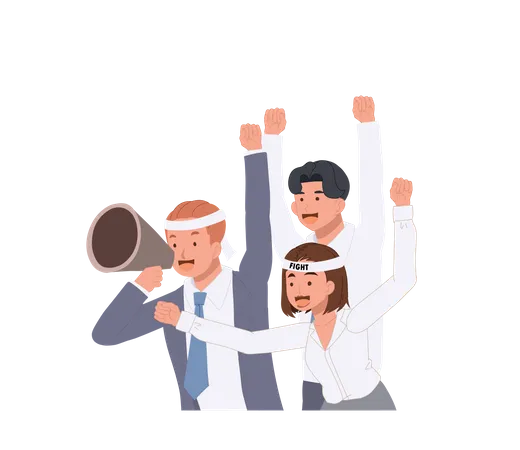 A Group Of Businesspeople Is Cheering Up Businessteam Is Cheering Power Up Fight Vector Illustration Illustration