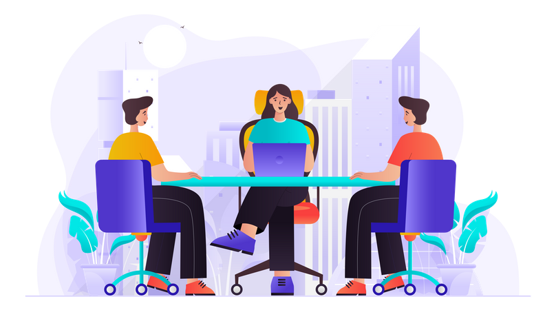 Business Team Doing Business Meeting  Illustration