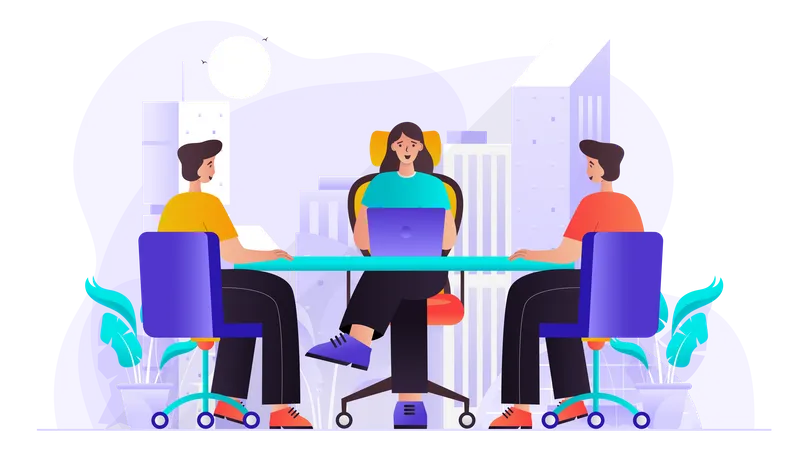 Business Team Doing Business Meeting  Illustration