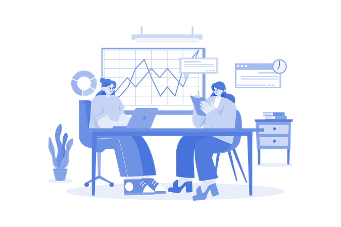 Business team doing meeting on analytics  Illustration