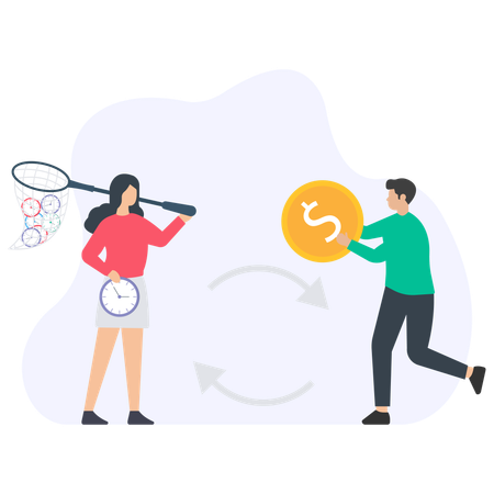 Business team doing Money catch  Illustration