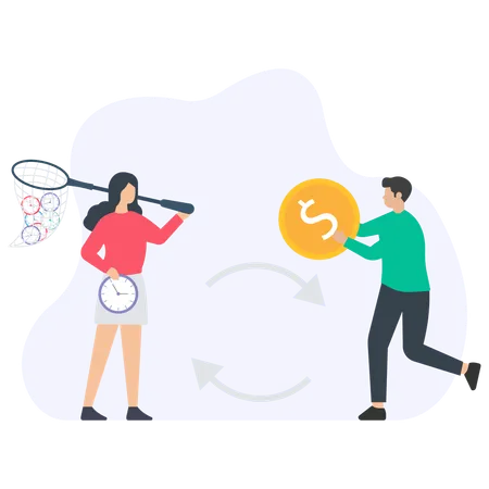 Business team doing Money catch  Illustration