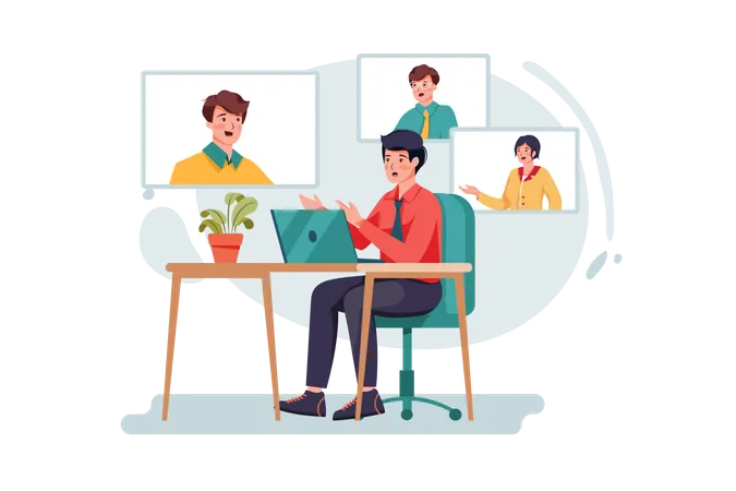 Business team doing online business meeting  Illustration
