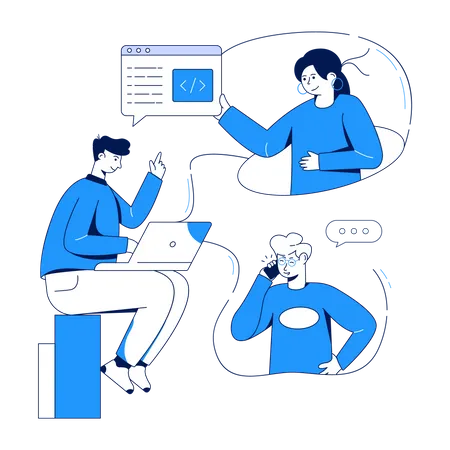 Business team doing online meeting Illustration