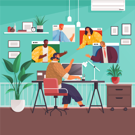 Business team doing online meeting  Illustration