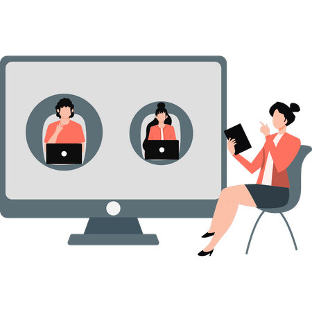 Business team doing online business meeting  Illustration