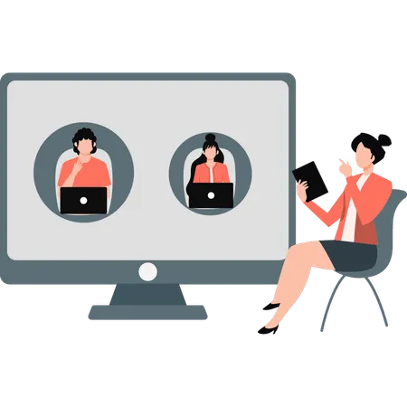 Business team doing online business meeting  Illustration