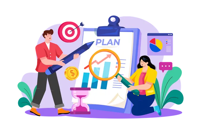 Business team doing business planning  Illustration