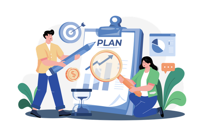 Business team doing business planning  Illustration