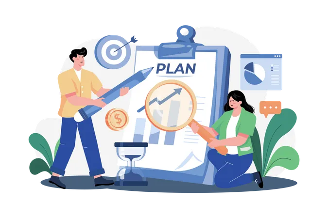 Business team doing business planning  Illustration