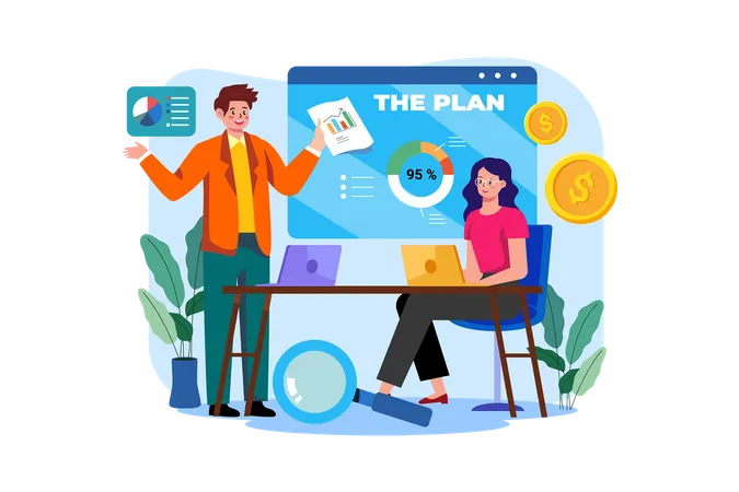 Business team doing business planning  Illustration