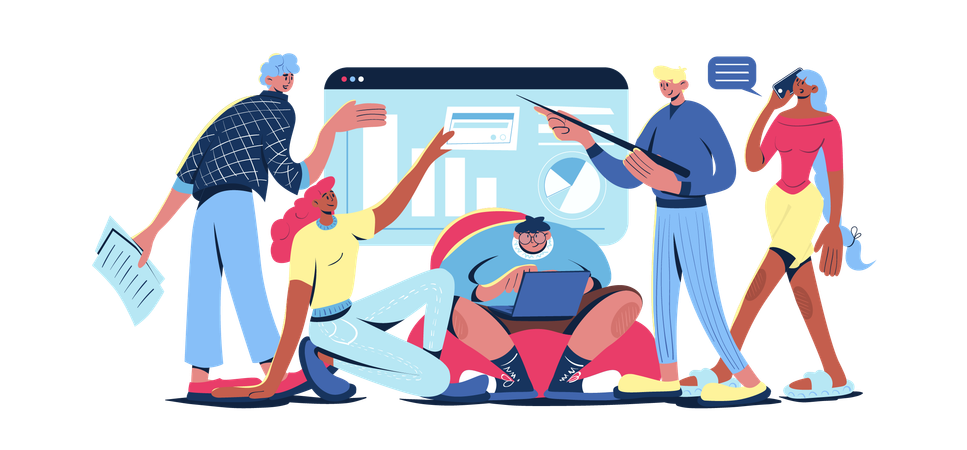 Business team doing business presentation  Illustration