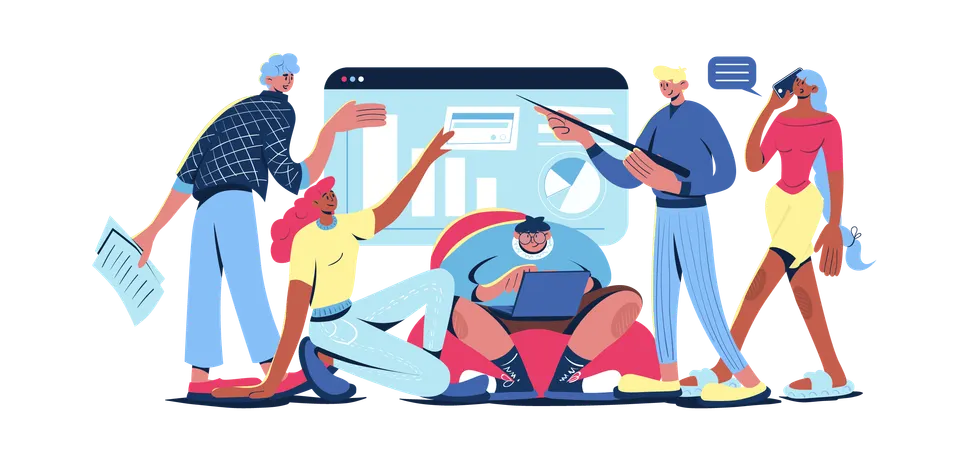 Business team doing business presentation  Illustration