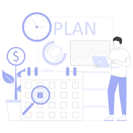 Business team doing project scheduling  Illustration