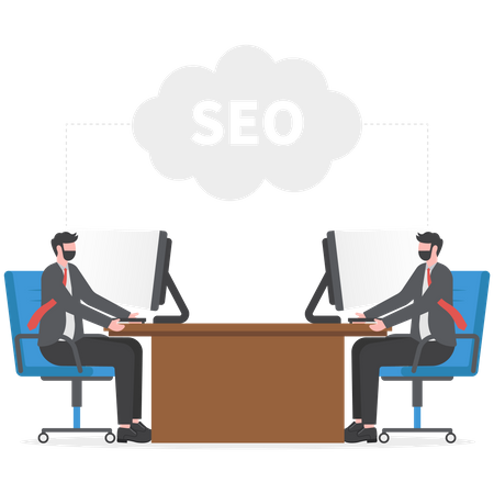 Business team doing search engine optimization  Illustration