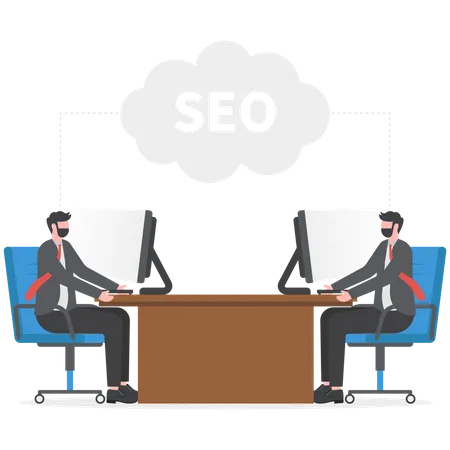 Business team doing search engine optimization  Illustration