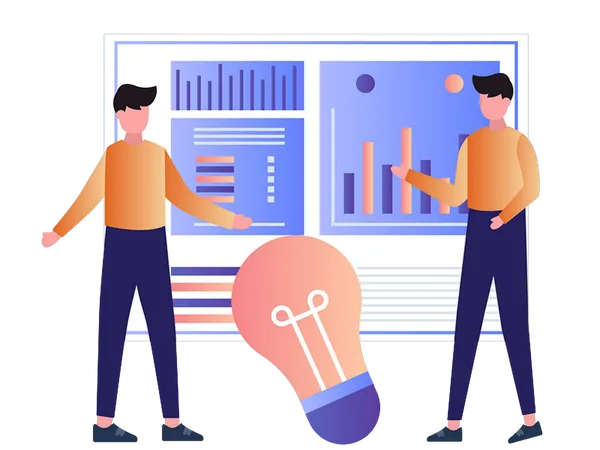 Business team doing business statistics  Illustration