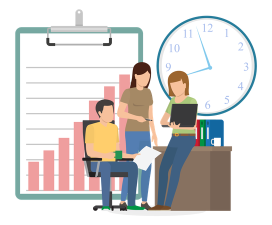 Business team doing time management  Illustration