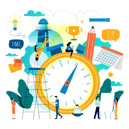 Business team doing time management  Illustration