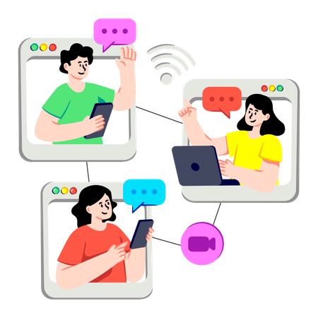 Business team doing Video Call Discussion  Illustration