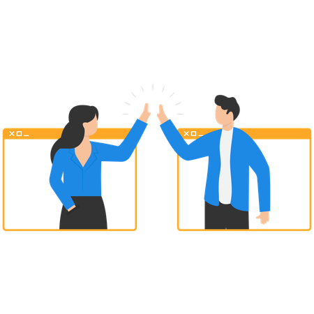 Business team doing video communication  Illustration