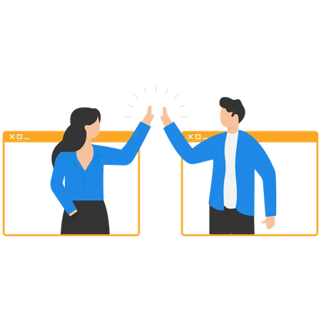 Business team doing video communication  Illustration