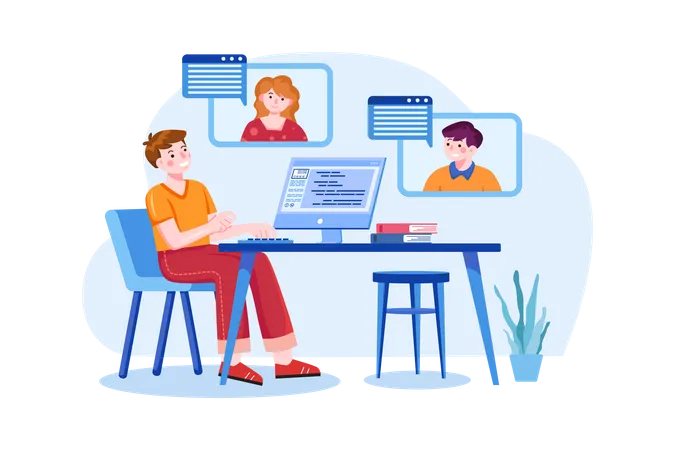 Business team doing virtual meeting  Illustration