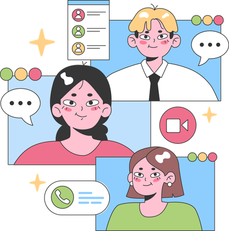 Business team doing virtual meeting  일러스트레이션