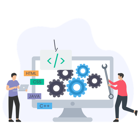 Business team doing web coding  Illustration